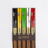 5 colors japanese chopsticks set in wood cats MANEKINEKO