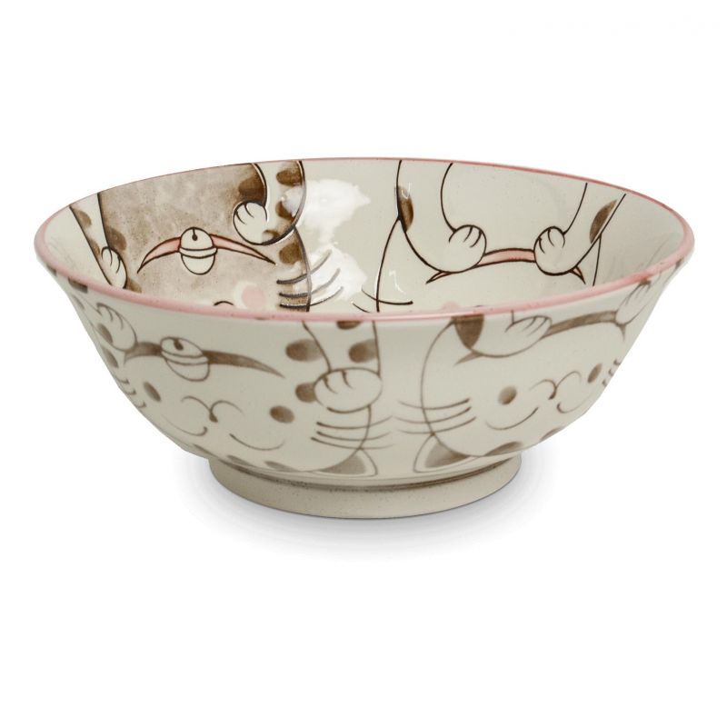 Japanese ceramic soup bowl, pink - MANEKINEKO