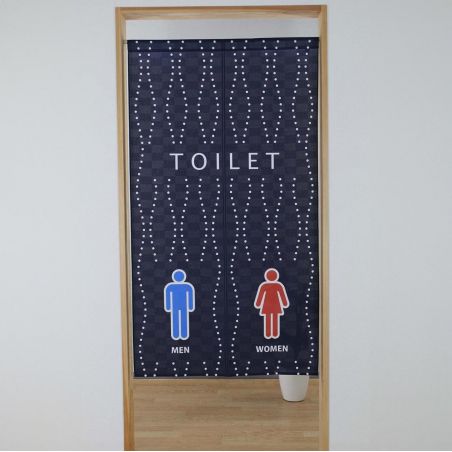 Rideau japonais noren en polyester, TOILET WAVE