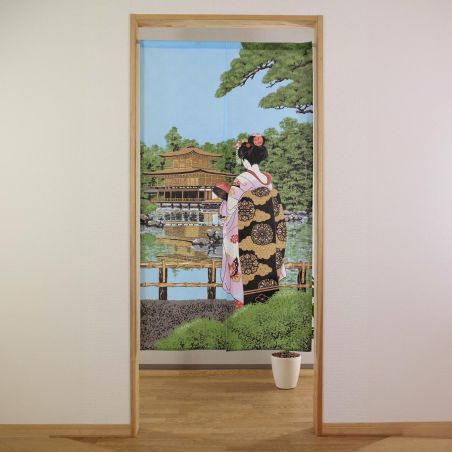 Japanese noren curtain in polyester, Maiko Kinkakuji