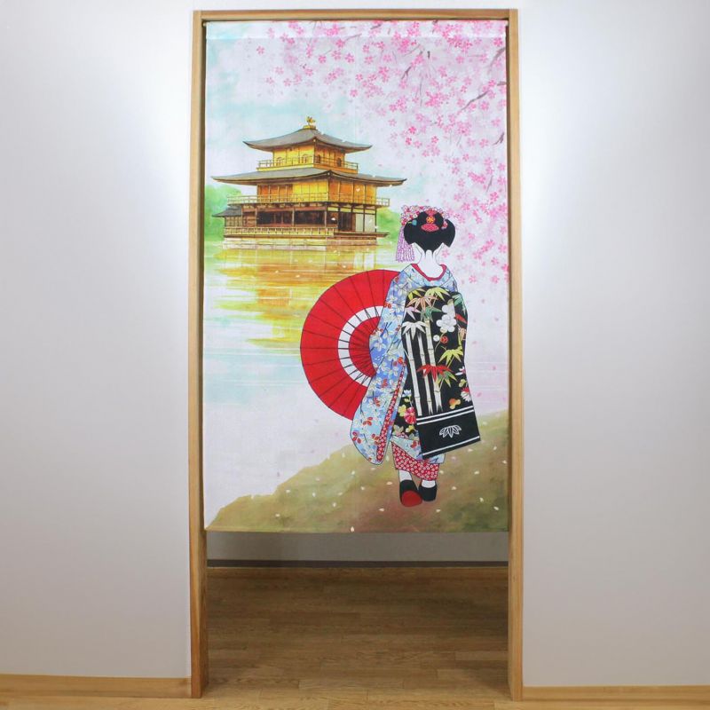 Cortina japonesa noren de poliéster, Maiko Kinkakuji