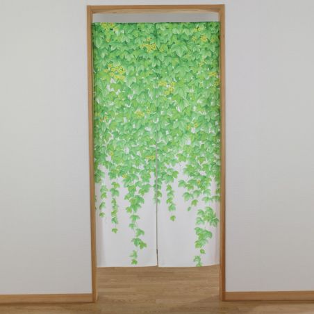 Japanese noren curtain in polyester ivy foliage 85 x 170cm, TSUTANOHA