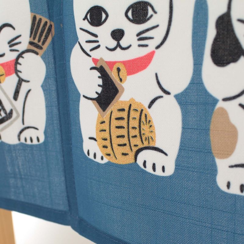 Japanese noren curtain 7 lucky cats - NEKO