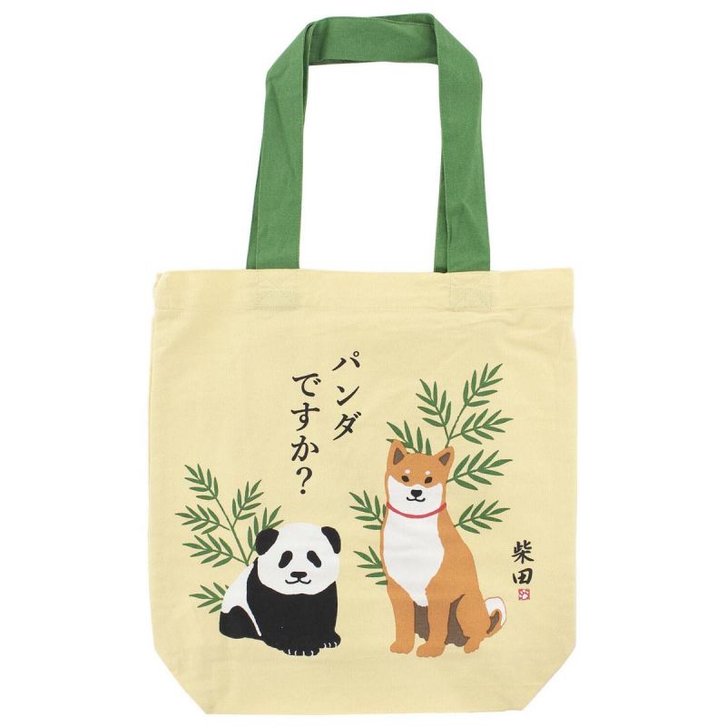 Borsa tote in cotone 100% Shiba Dog and the Panda - PANDA