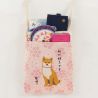 Small tote bag 100% cotton Shiba dog and Sakura flowers - SAKURA NO HANA