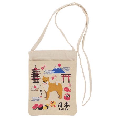 Small tote bag 100% cotton Daruma, Tori, Mount Fuji, Shiba Dog - JAPAN