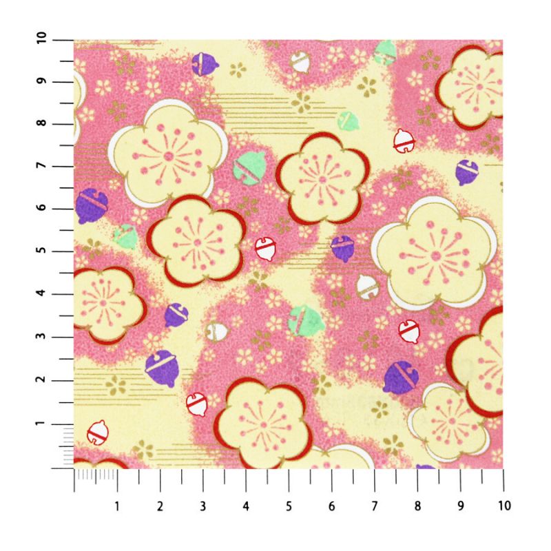 large sheet of Japanese paper, YUZEN WASHI, pink, Umezumi plum haze pattern