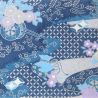 large sheet of Japanese paper, YUZEN WASHI, blue, Flower carriage and precious mist