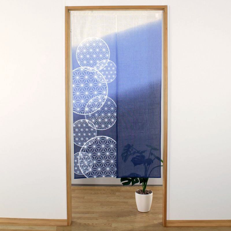 Cortina noren japonesa azul, poliéster, 85 x 150 cm, SASHIKO ASANOHA