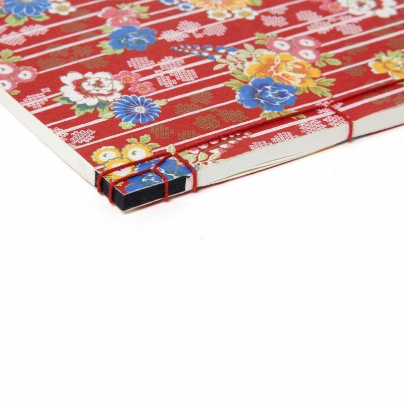 Carnet de notes japonais motif pivoines sur bandes verticales- BOTAN