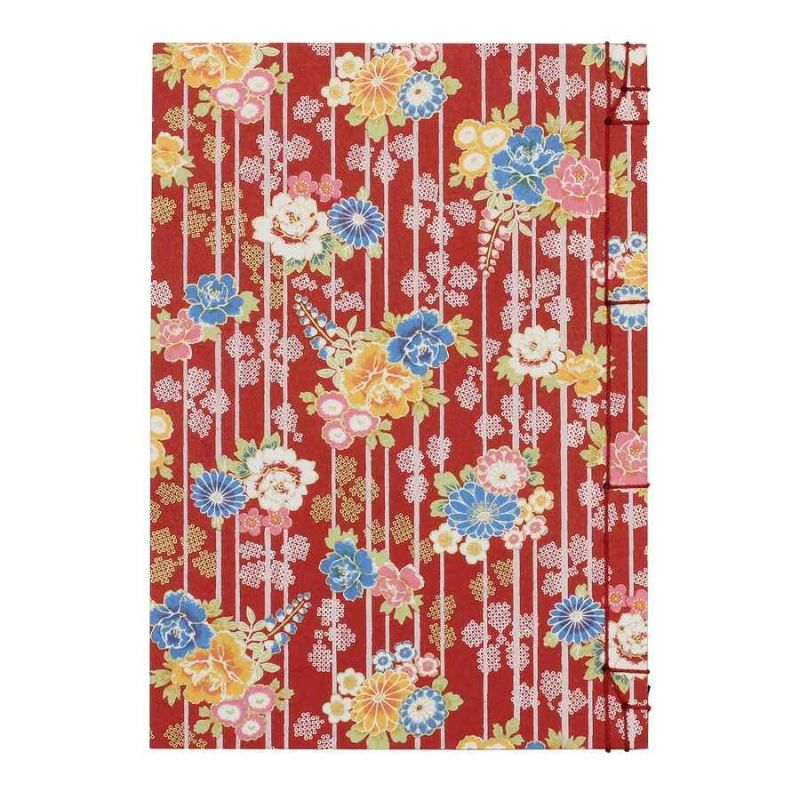 Libreta japonesa con estampado de peonías en rayas verticales - BOTAN