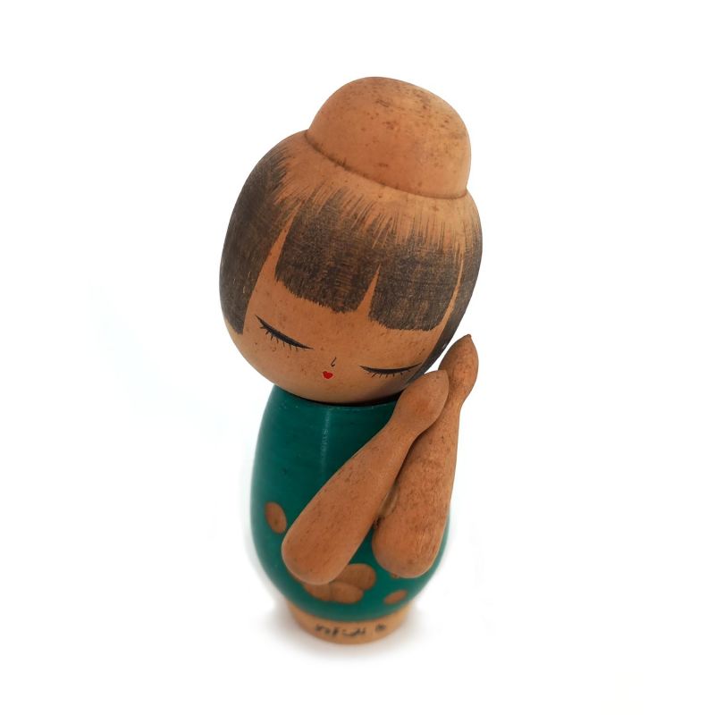 Japanische Holzpuppe, KOKESHI VINTAGE, Schlafendes Mädchen 12cm