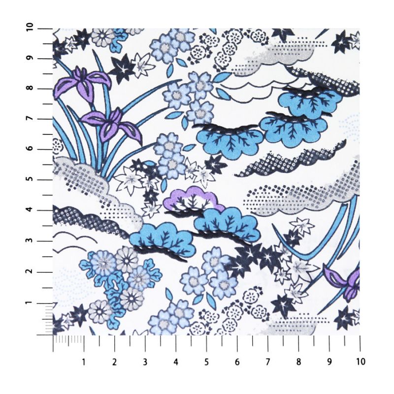 grande feuille papier japonais, YUZEN WASHI, blanc, motif Hanayose