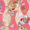 large sheet of Japanese paper, YUZEN WASHI, pink, Tachiwaku and Hana Zasshi pattern