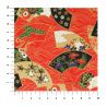 large sheet of Japanese paper, YUZEN WASHI, red, Flower on the wave pattern, four seasons fan