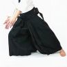 pantalones anchos plisados, Hakama, Tetron Aikido, negro