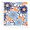 large sheet of Japanese paper, YUZEN WASHI, indigo blue, peonies, BOTAN