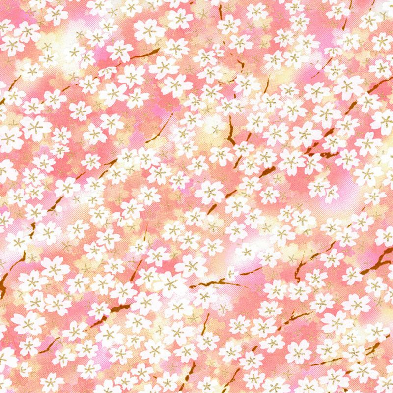 hoja grande de papel japonés, YUZEN WASHI, rosa, flores de Sakura