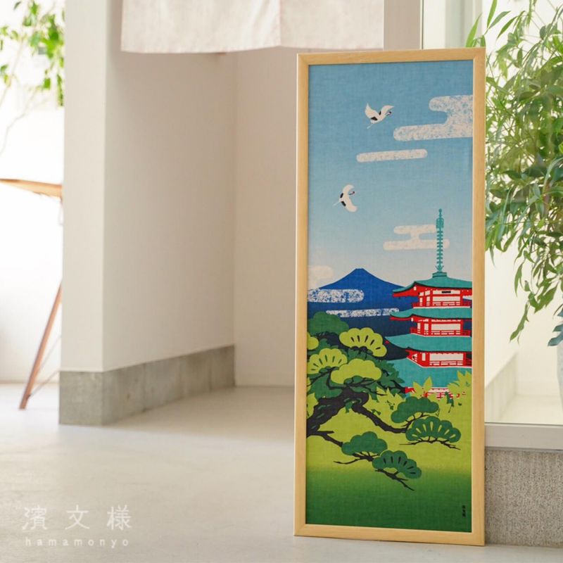 Tenugui Hand Towel, Summer, Five-Storied Pagoda, Mount Fuji