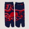 Chaussettes japonaises tabi, Pieuvre, TAKO, bleu, 25-28cm