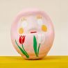 Poupée japonaise, DARUMA, rose,gypsophile « gratitude », Thank you