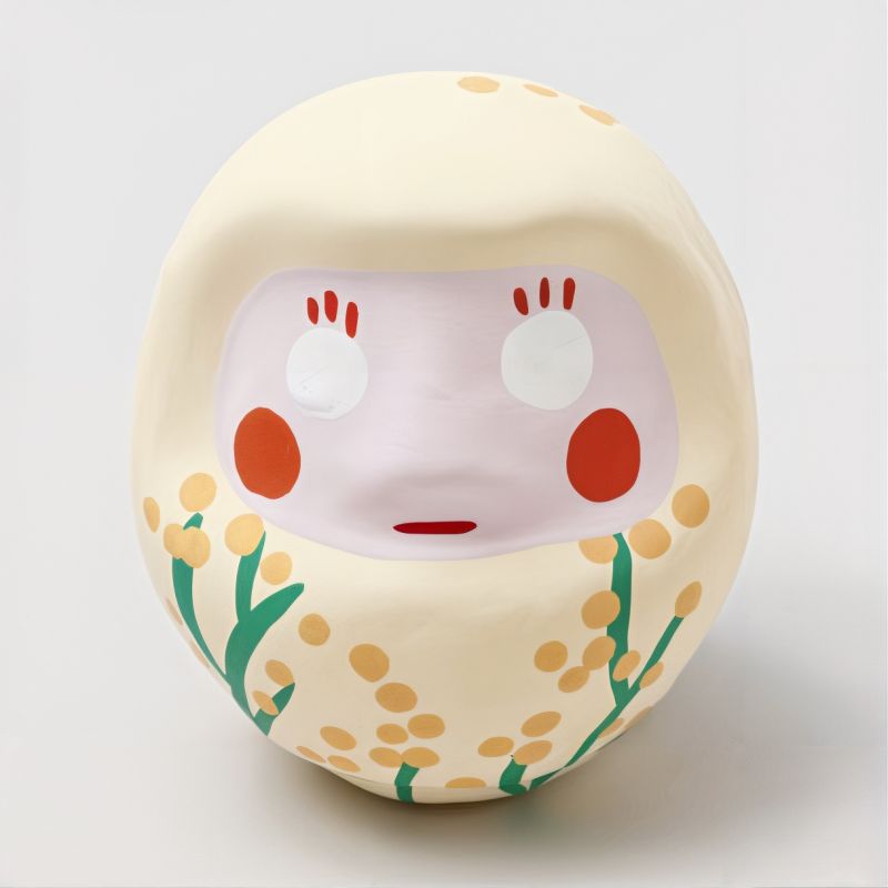 Japanische Puppe, DARUMA, gelb, Mimosa „Freundschaft“, Danke