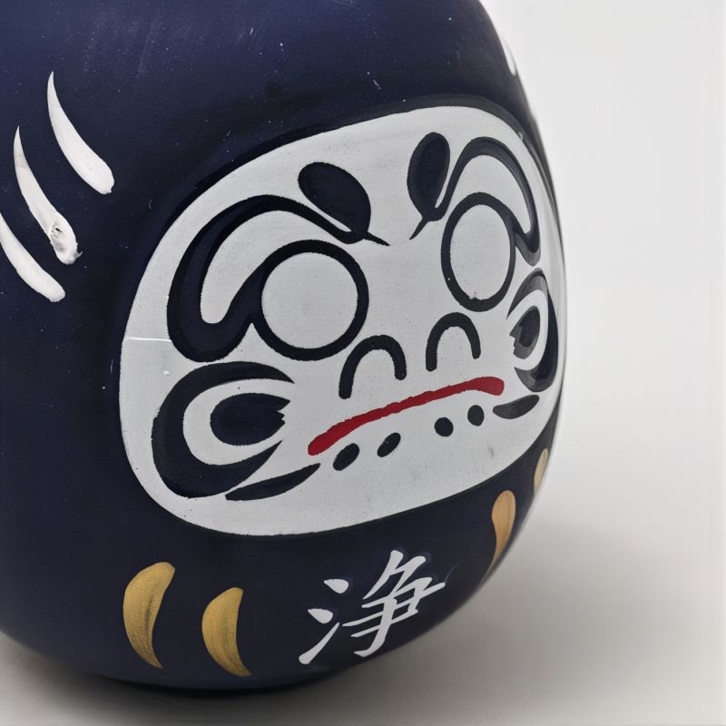 Muñeca japonesa, DARUMA, azul oscuro, iwaza