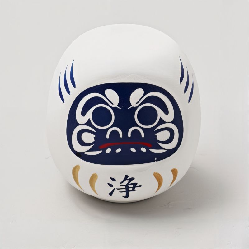 Bambola giapponese, DARUMA, bianca, iwaza