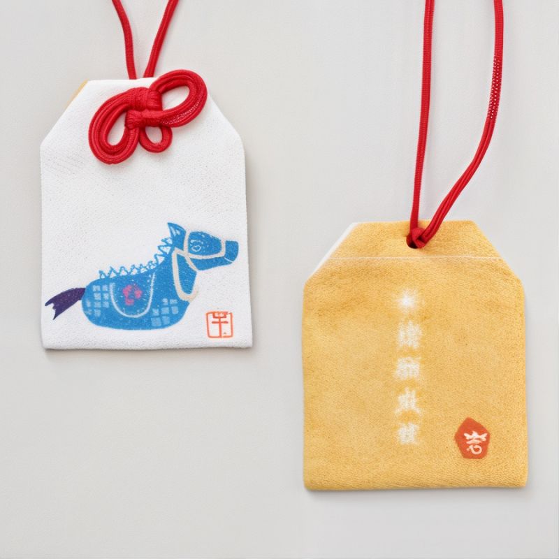 Amulette japonaise Omamori - signe zodiaque chinois du Cheval