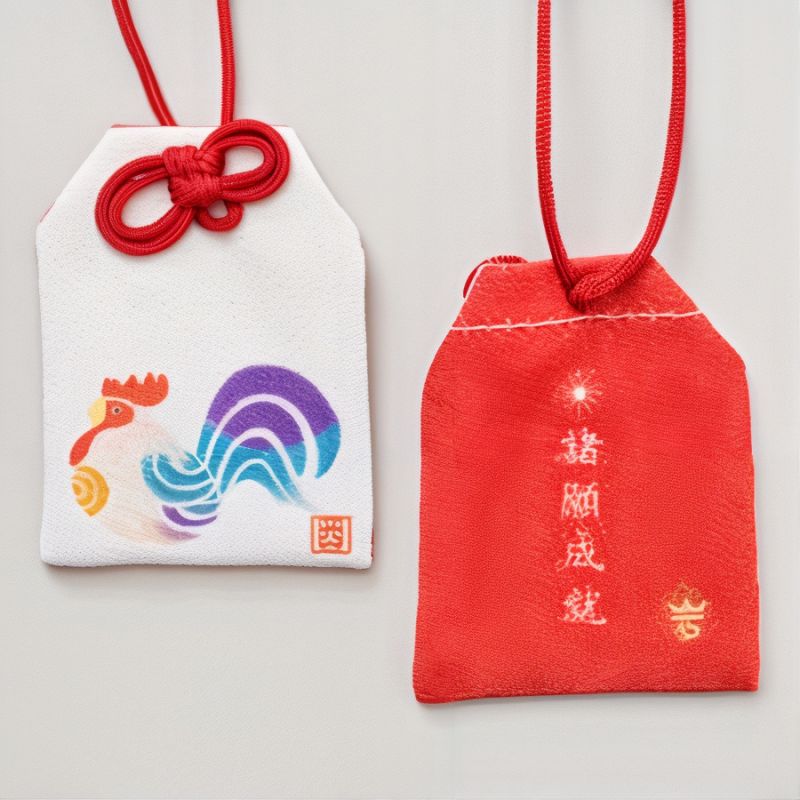 Japanisches Omamori-Amulett - Chinesisches Sternzeichen des Hahns