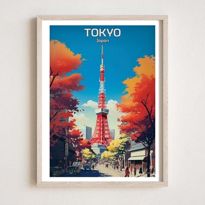 Japanese poster / illustration "TOKYO" Tokyo Tower, by ダヴィッド