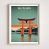 Poster / illustrazione giapponese "MIYAJIMA" Il grande torii galleggiante (大鳥居) del Santuario di Itsukushima, by ダヴィッド