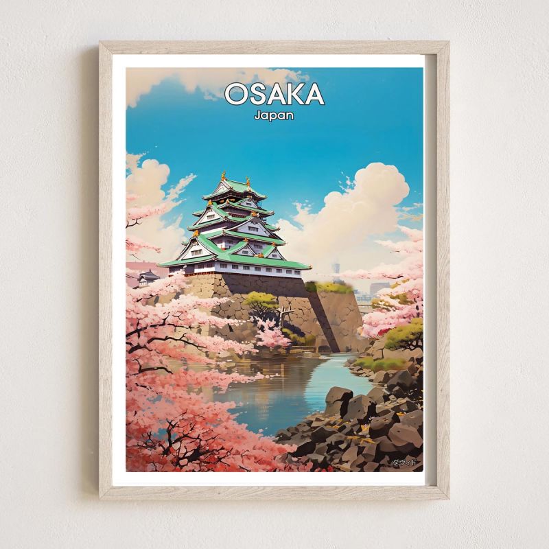 Póster japonés / ilustración “OSAKA” Castillo de Osaka, by ダヴィッド