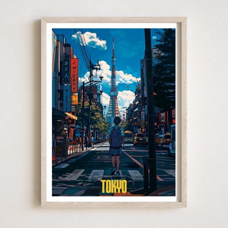 Ilustración japonesa "SOLO EN TOKYO", caminando por las calles de Tokio, por ダヴィッド