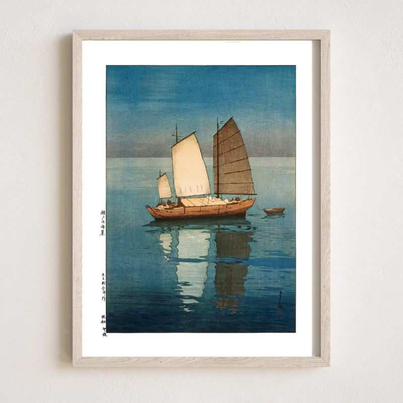 Japanese print, Afternoon sailing boats, Hansen no gogo, YOSHIDA HIROSHI