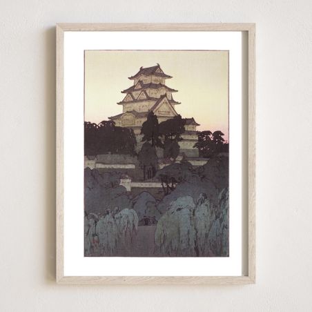 Japanischer Druck, Morgen in der Burg Himeji, Himejijō no asa, YOSHIDA HIROSHI