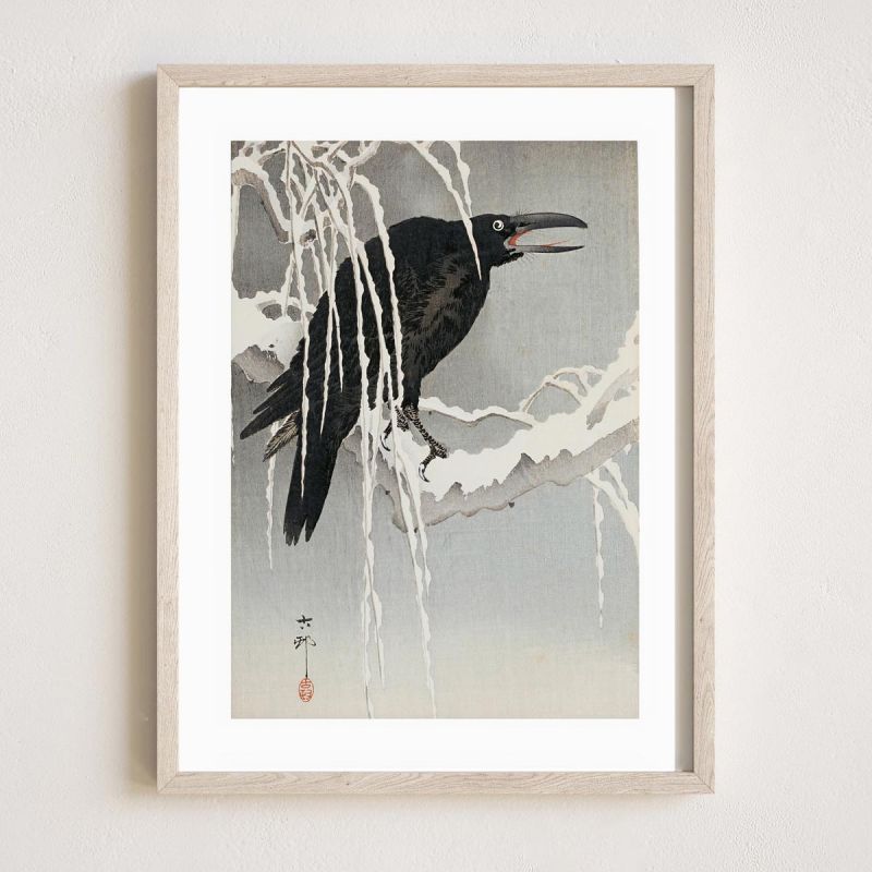 Reproduction d'estampe japonaise, Corbeau 3, OHARA KOSON