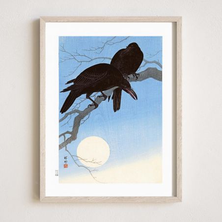 Japanese print, Two crows, OHARA KOSON