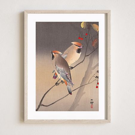 Japanese print, Two sparrows, OHARA KOSON