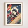 Reproduction d'estampe japonaise, Récits légendaires de chevaliers, Kawarazaki Gonjuro, KUNISADA