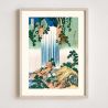 Grabado en madera japonés, Hokusai Yoro Waterfall en la provincia de Mino