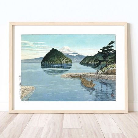 Reproduction d'estampe de Kawase Hasui, Le Mont Fuji vu de Mito, provinde d’Izu