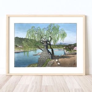 Kawase Hasui Print Reproduction, Yanagi Ferry, Yoshino River, Yoshino Yanagi no watashi