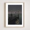 Reproduction of print by Kawase Hasui, Night Port in Otaru, Otaru no Hatoba