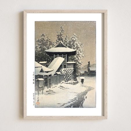 Kawase Hasui Print Reproduction, Bell Tower at Mount Koya, Koyasan Shoro