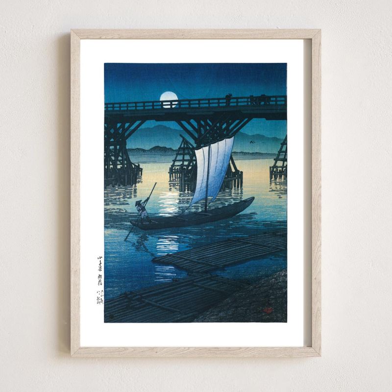 Reproduction of Kawase Hasui's print, The Bridge from Asahi to Ojiya, Ojiya Asahibashi