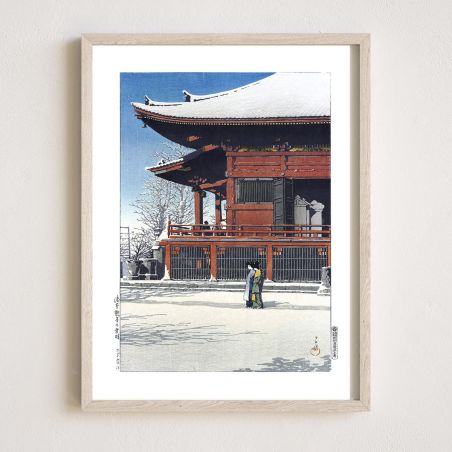 Druck Reproduktion von Kawase Hasui, Klarer Himmel nach Schnee, Asakusa Kannon no yukibare