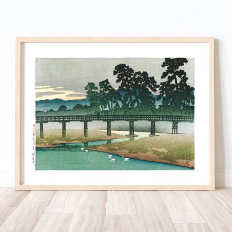 Reproduction d'estampe de Kawase Hasui, La rivière Asano à Kanazawa