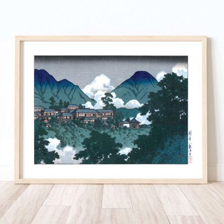 Druck Reproduktion von Kawase Hasui, Kankai-ji-Tempel in Beppu, Beppu Kankai-ji