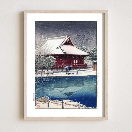 print reproduction of Kawase Hasui, Snow at Shinobazu Benten Shrine, Fu Shinobu benten no yuki